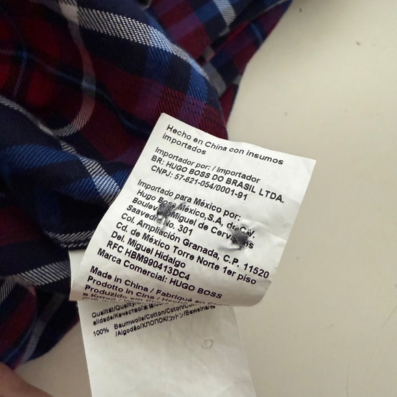 Hugo Boss Regular Fit Patriotic Tartan Plaid Long Sleeve Button Down Shirt XL - Picture 8 of 8